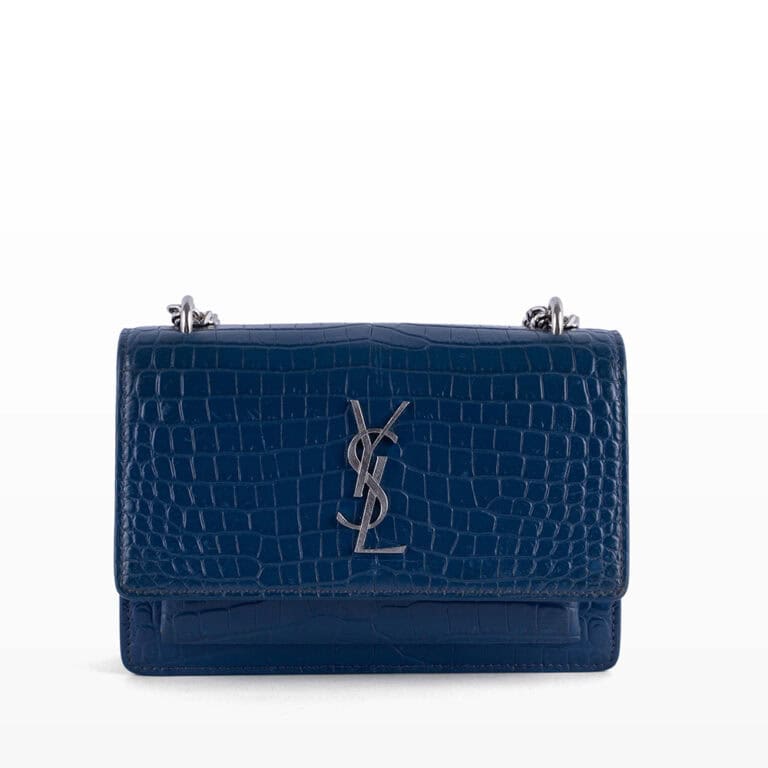 Túi xách Saint Laurent Deep Marine Croc Embossed Leather Sunset Màu Xanh Than