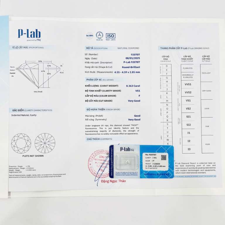 Kim cương viên 4,55 - 4,59 F VS1 P-LAB TSN2500412