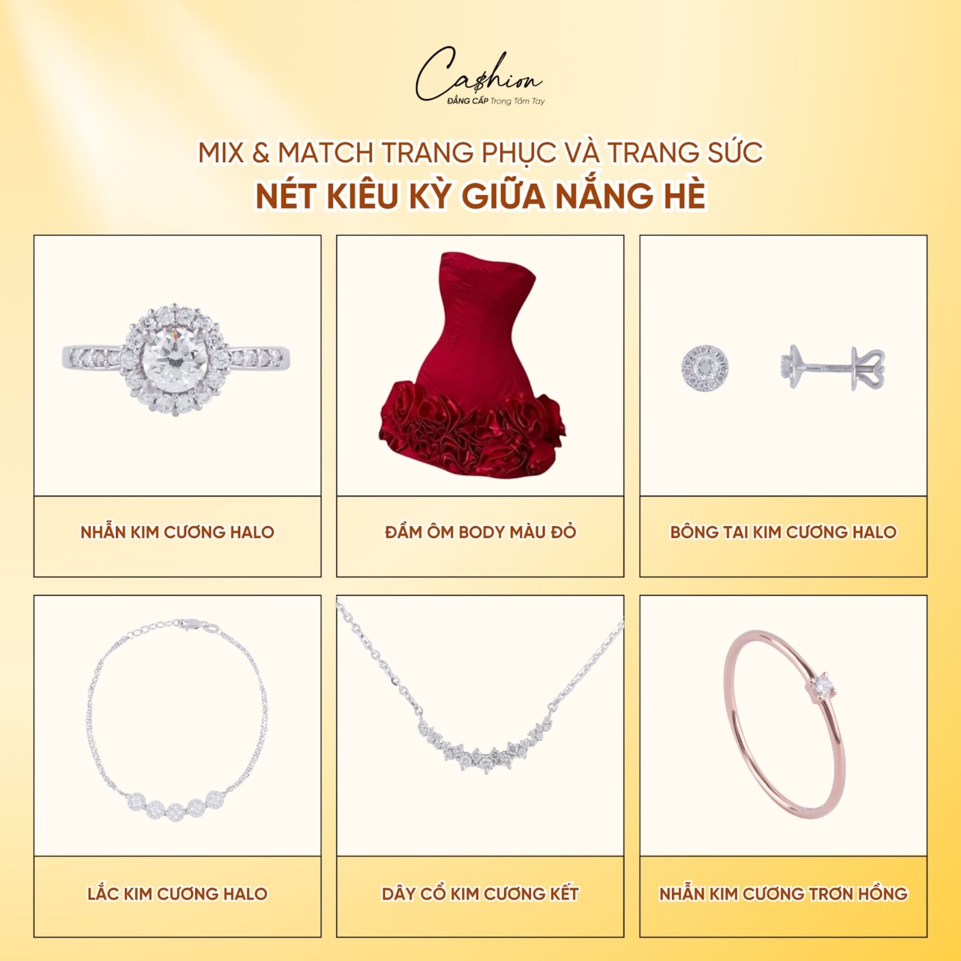 Ảnh: Phối đồ dự tiệc với nhẫn kim cương Cashion