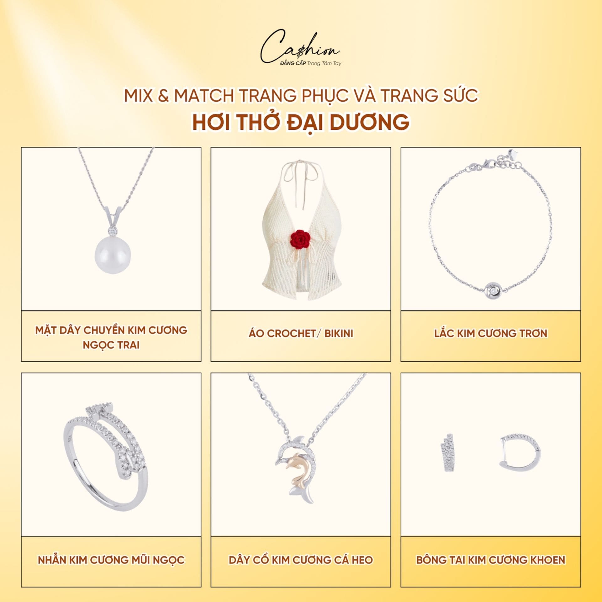 Ảnh: Phối đồ đi biển với nhẫn kim cương Cashion