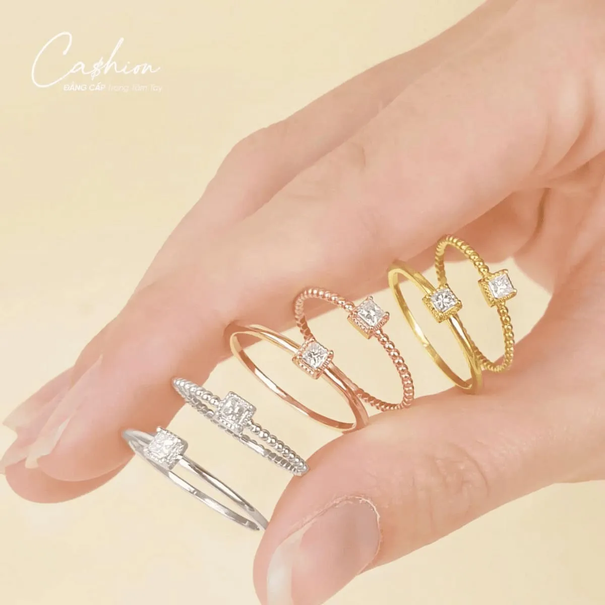 Ảnh: Chất liệu nhẫn kim cương Cashion