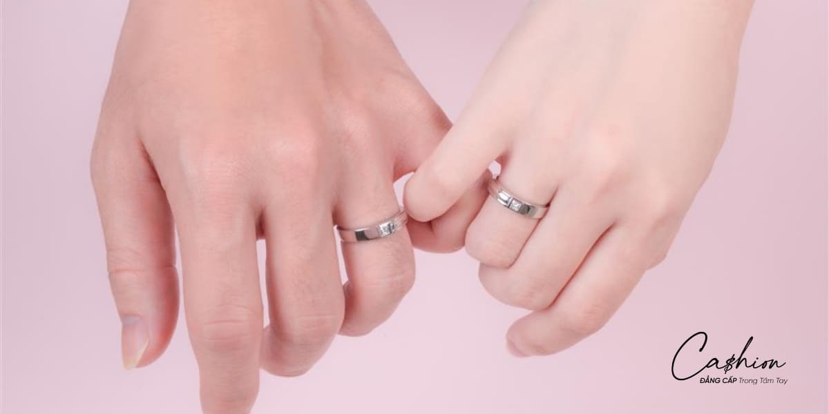 Ảnh: Nhẫn cưới kim cương 585 rãnh cách điệu CTK0000476 - CTK0000477