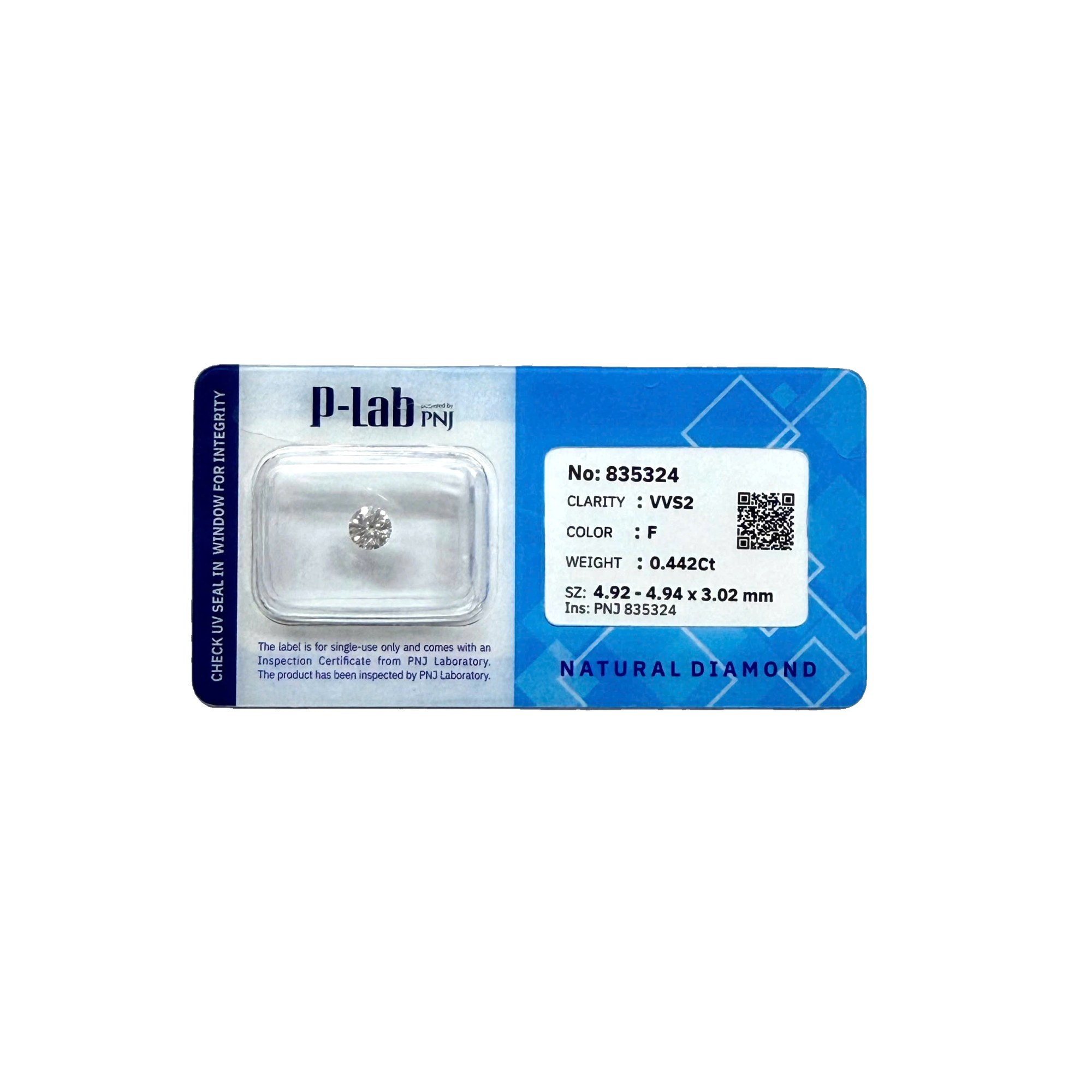 Kim cương viên 4.92 - 4.94 F VVS2 P-LAB DDD4015873 - Ảnh 2