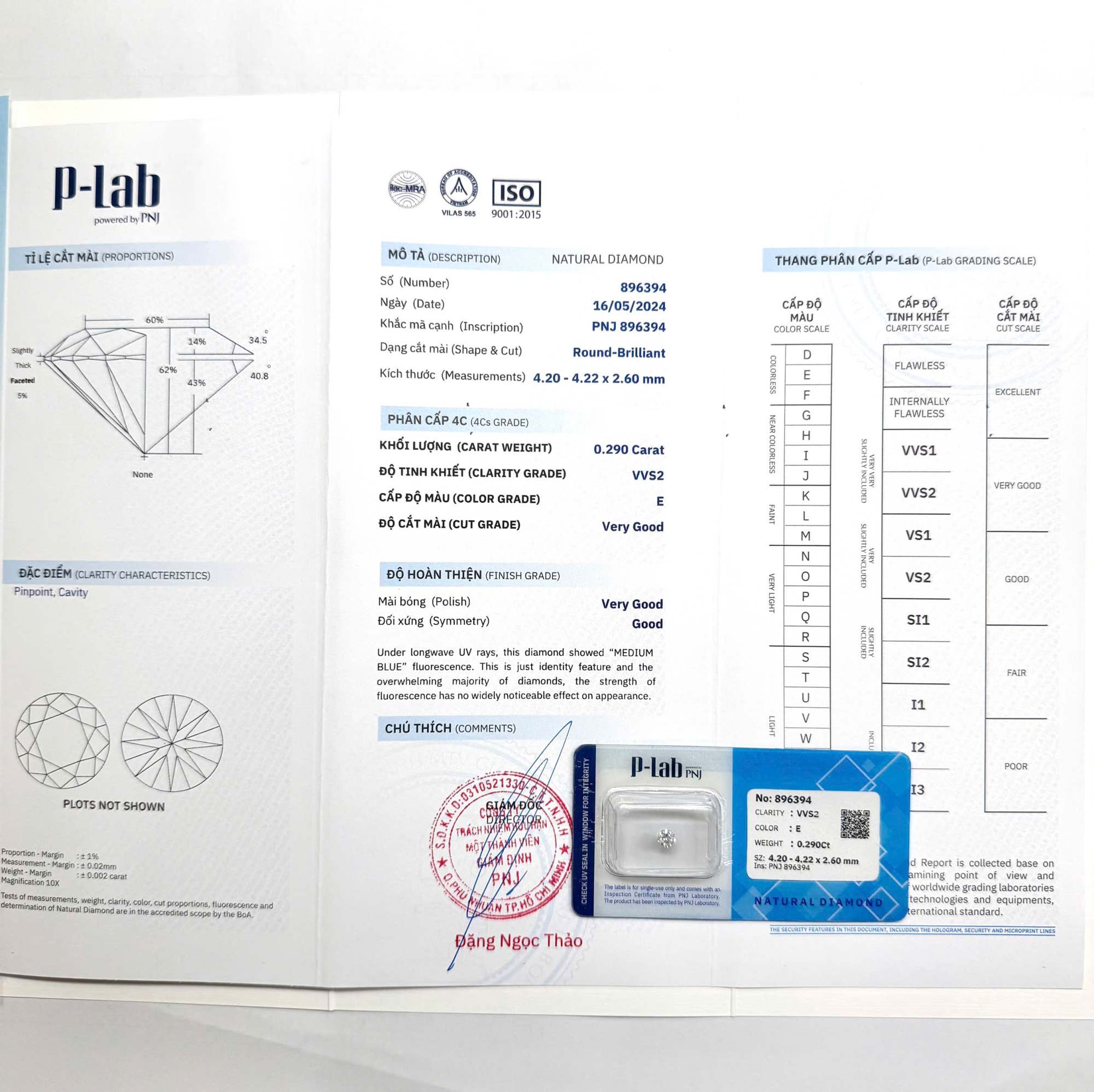 Kim cương viên 4.20 - 4.22 E VVS2 P-LAB DDD4016113 - Ảnh 3
