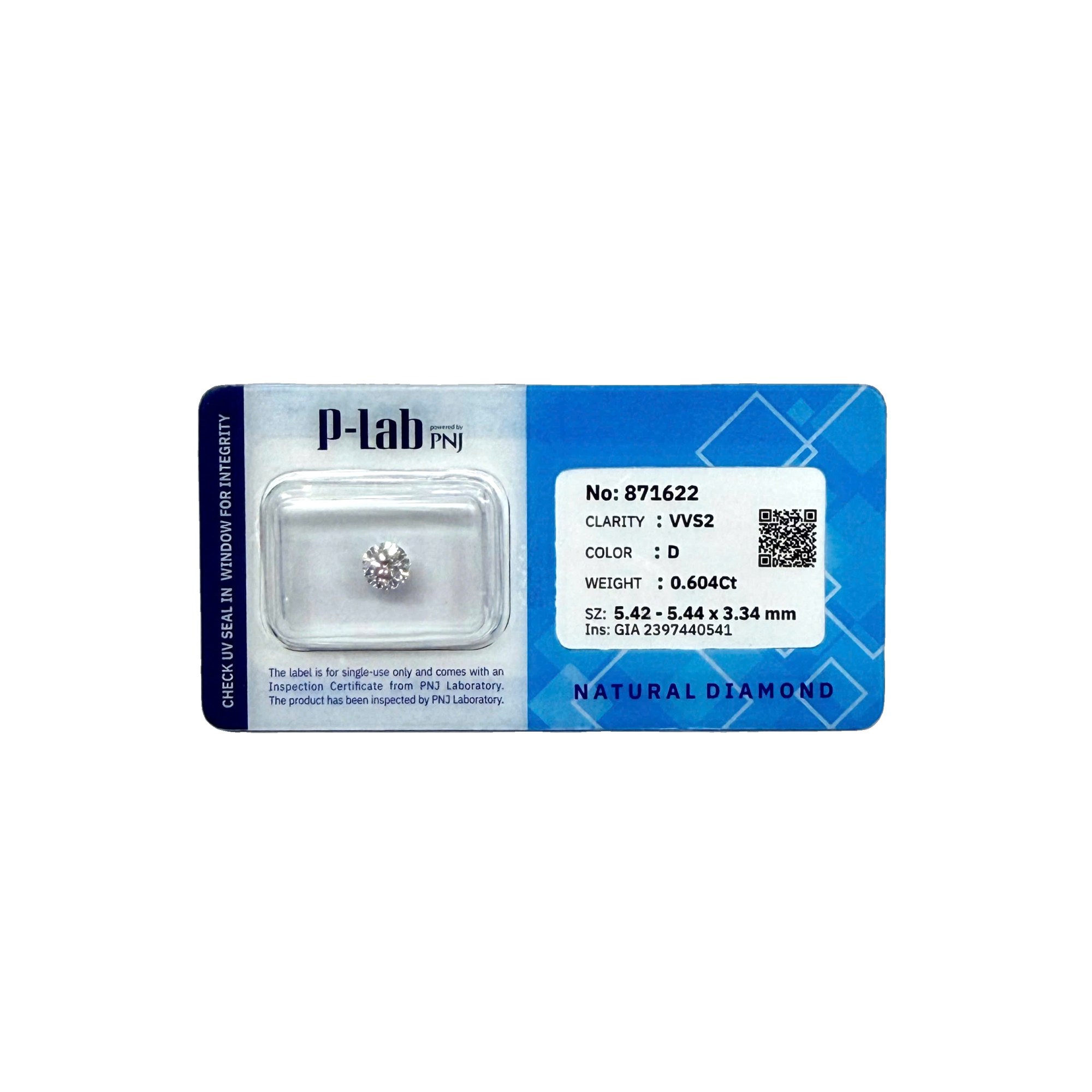 Kim cương viên 5.42 - 5.44 D VVS2 P-LAB, GIA DDD4016276 - Ảnh 2