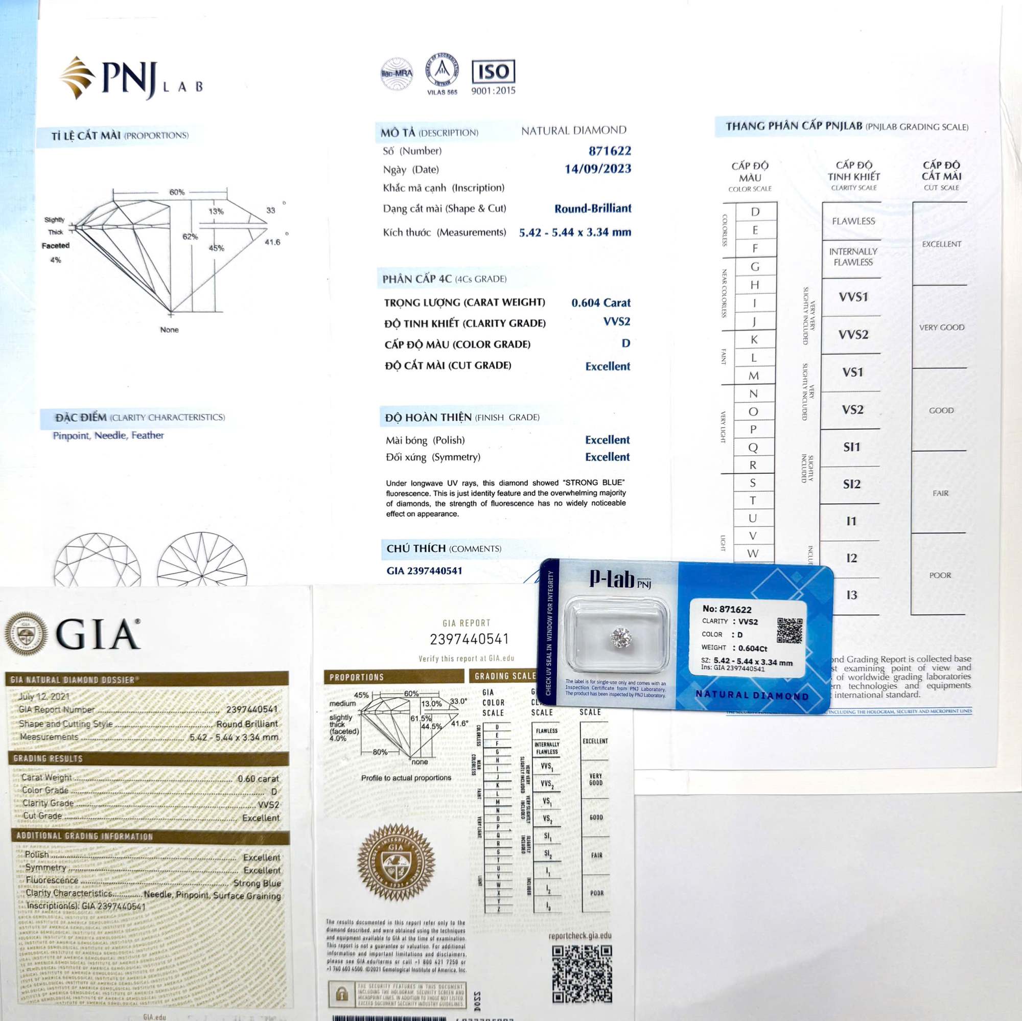 Kim cương viên 5.42 - 5.44 D VVS2 P-LAB, GIA DDD4016276 - Ảnh 3