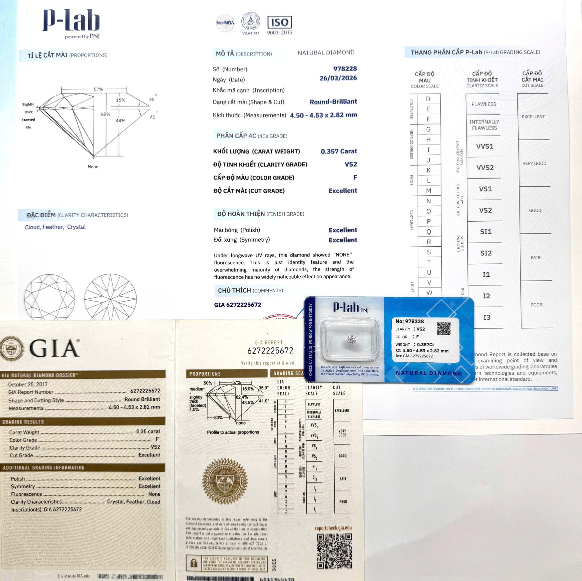 Kim cương viên 4.50 - 4.53 F VS2 P-LAB, GIA DDD4016509 - Ảnh 3