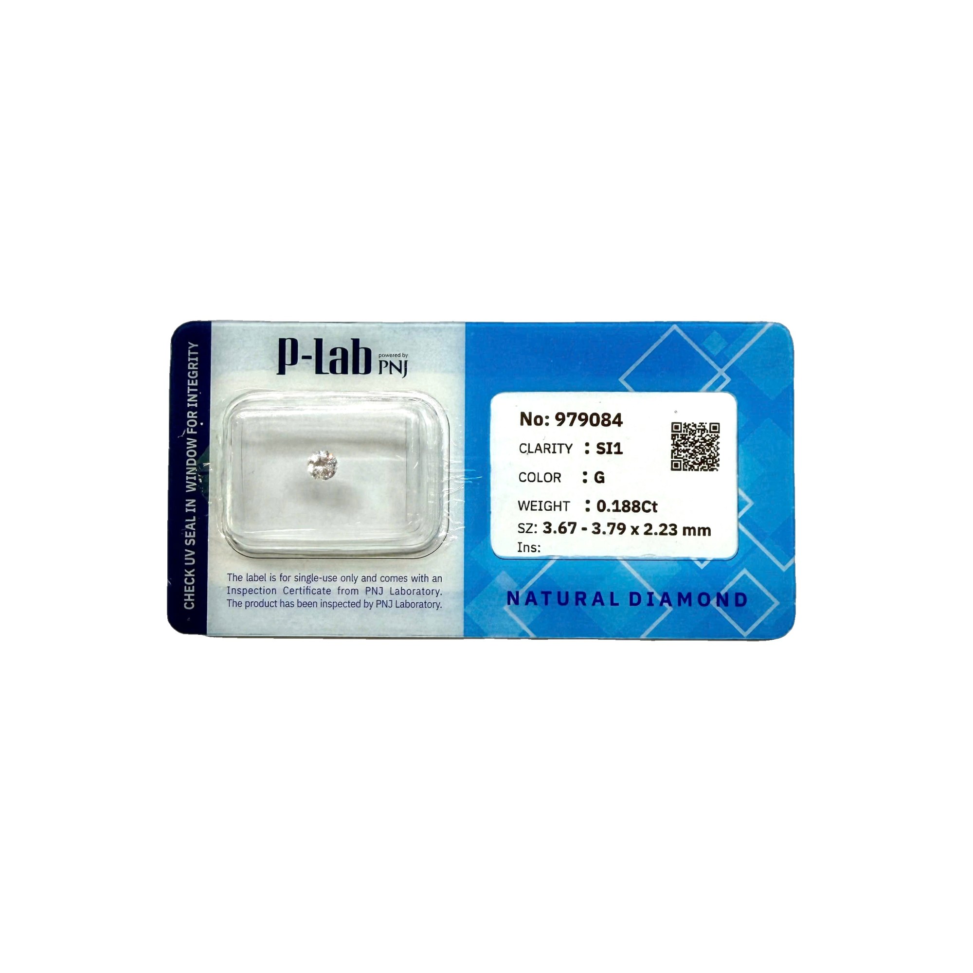 Kim cương viên 3.67 - 3.79 G SI1 Không có giấy kiểm định DDD4016589 - Ảnh 2