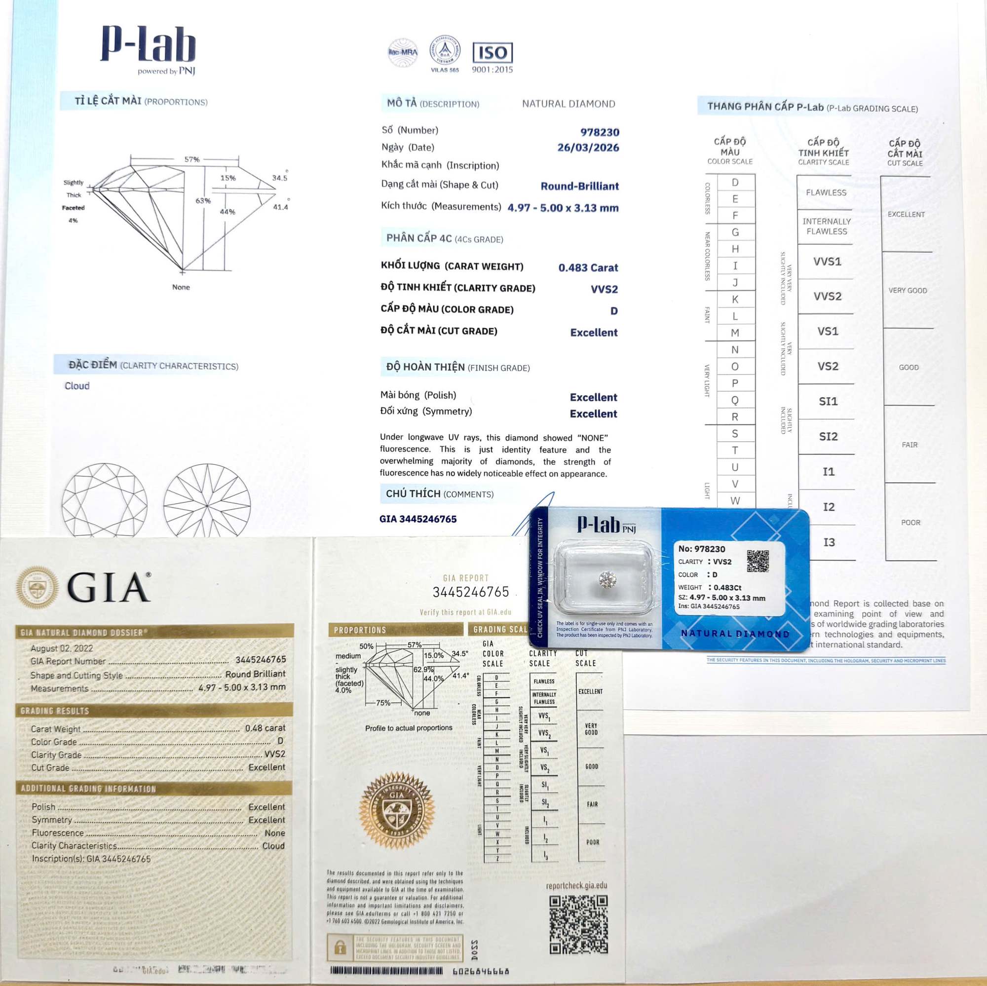 Kim cương viên 4.97 - 5.00 D VVS2 P-LAB, GIA DDD4016596 - Ảnh 3