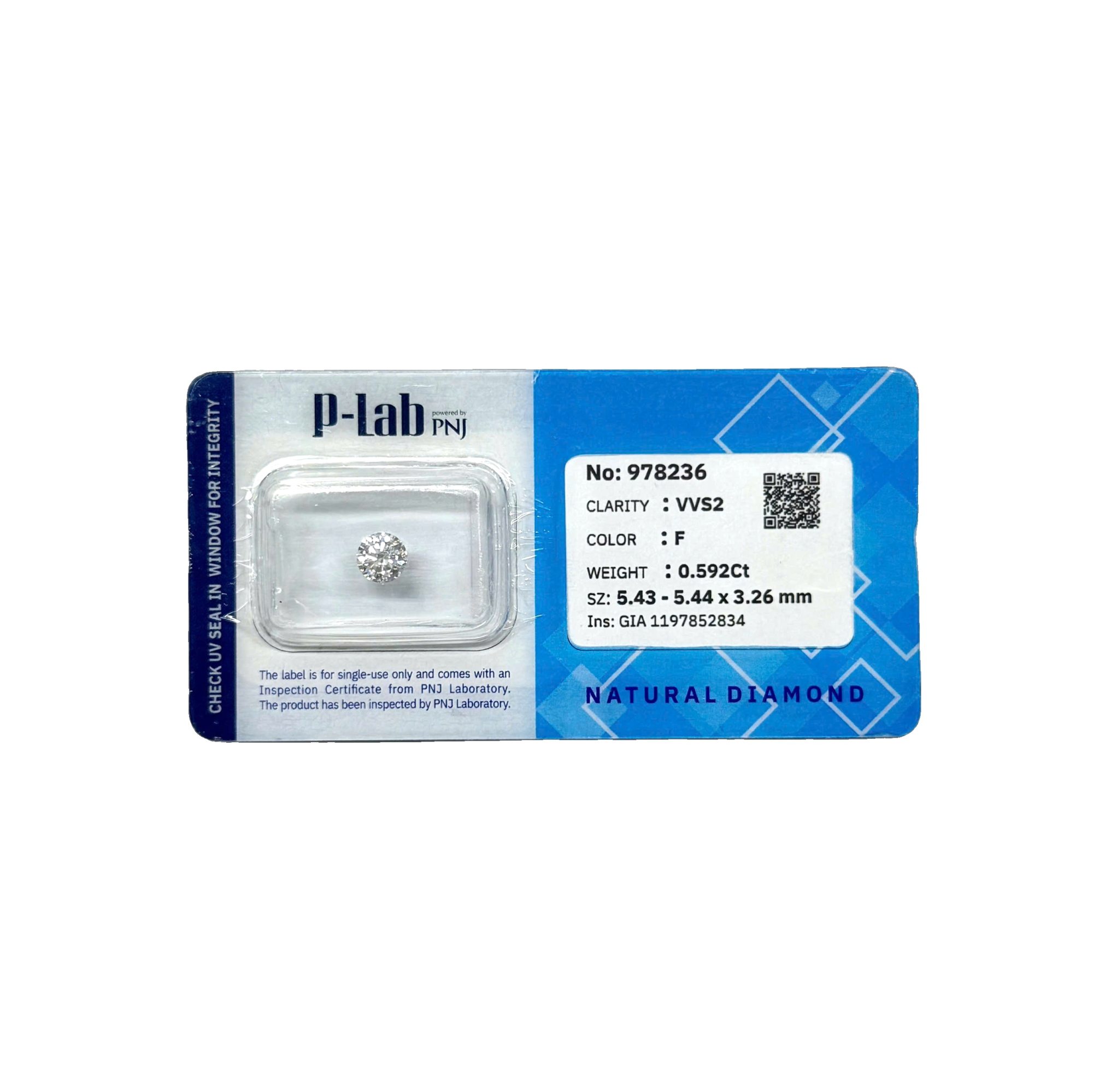 Kim cương viên 5.43 - 5.44 F VVS2 P-LAB, GIA DDD4016613 - Ảnh 2