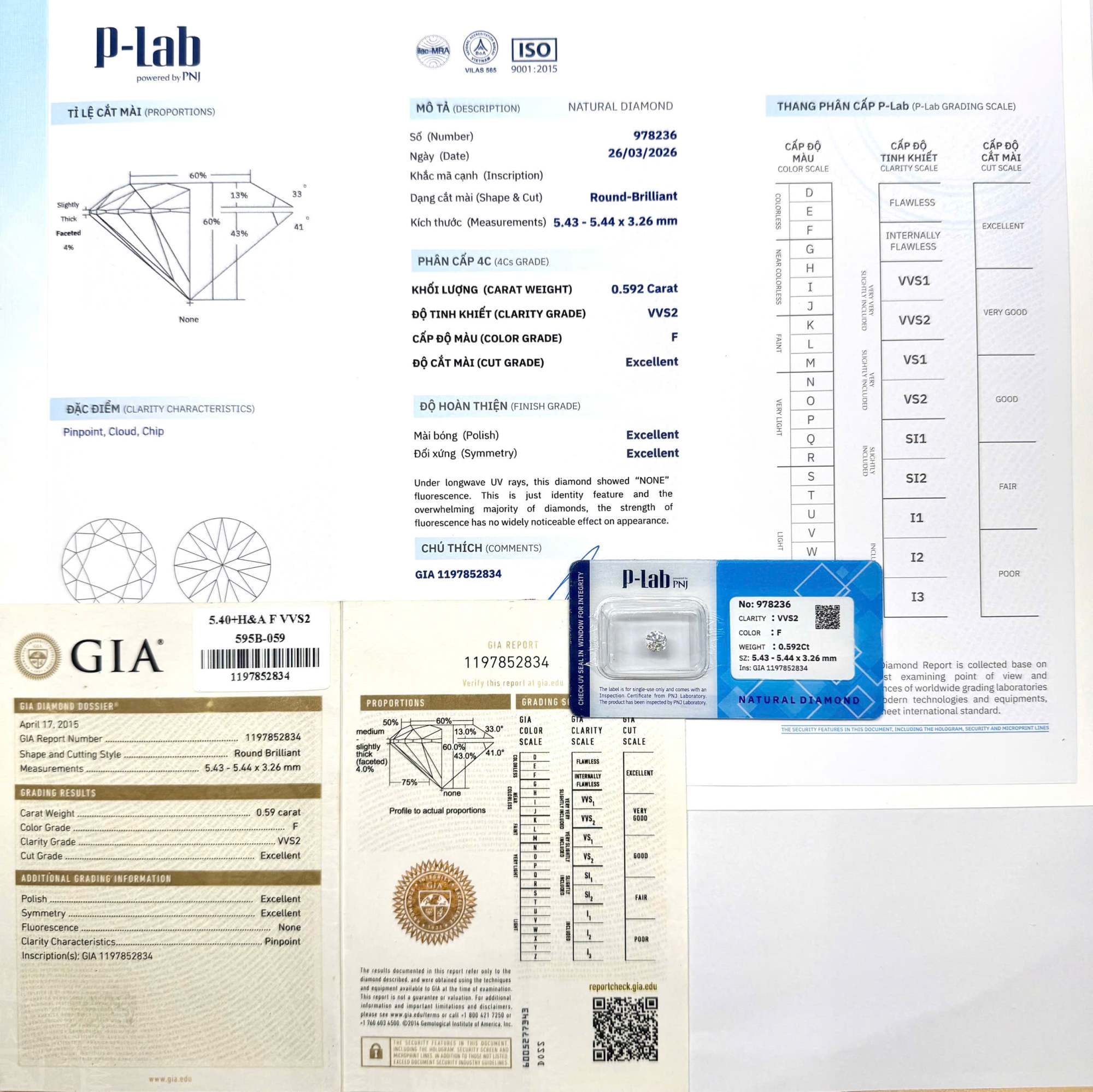 Kim cương viên 5.43 - 5.44 F VVS2 P-LAB, GIA DDD4016613 - Ảnh 3