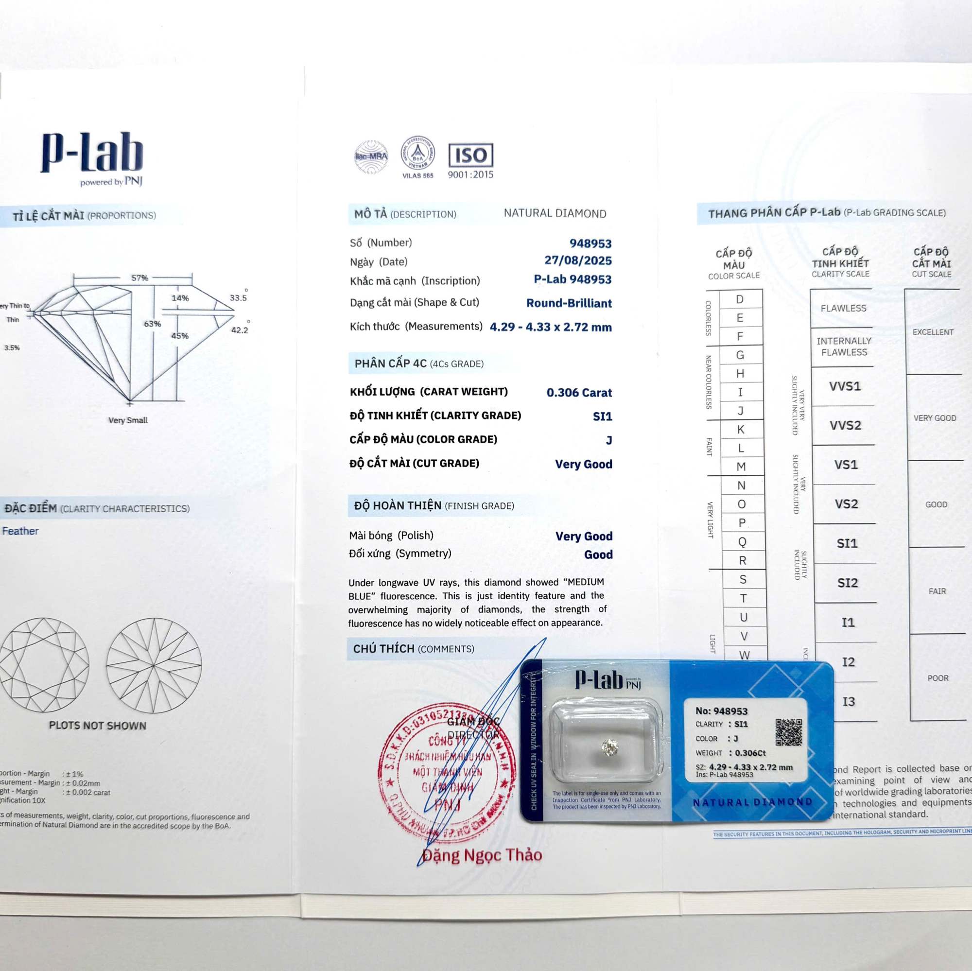 Kim cương viên 4.29 - 4.33 J SI1 P-LAB DDD4016652 - Ảnh 3