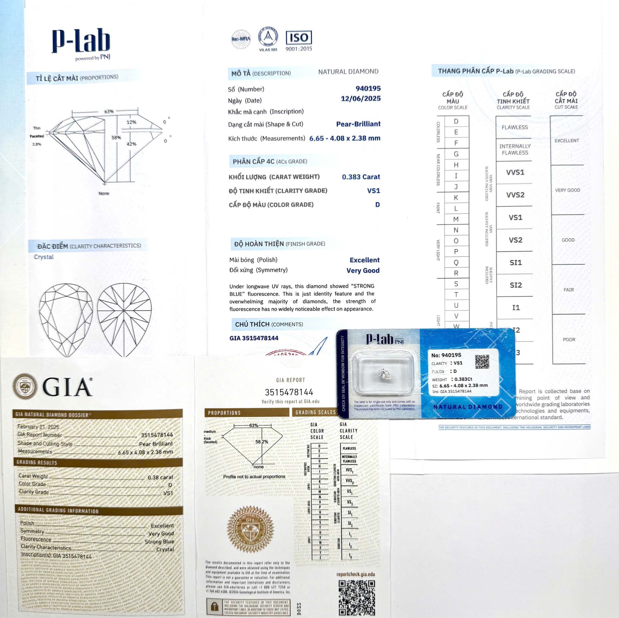 Kim cương viên 6.65 - 4.08 D VS1 P-LAB, GIA DDD4016667 - Ảnh 3