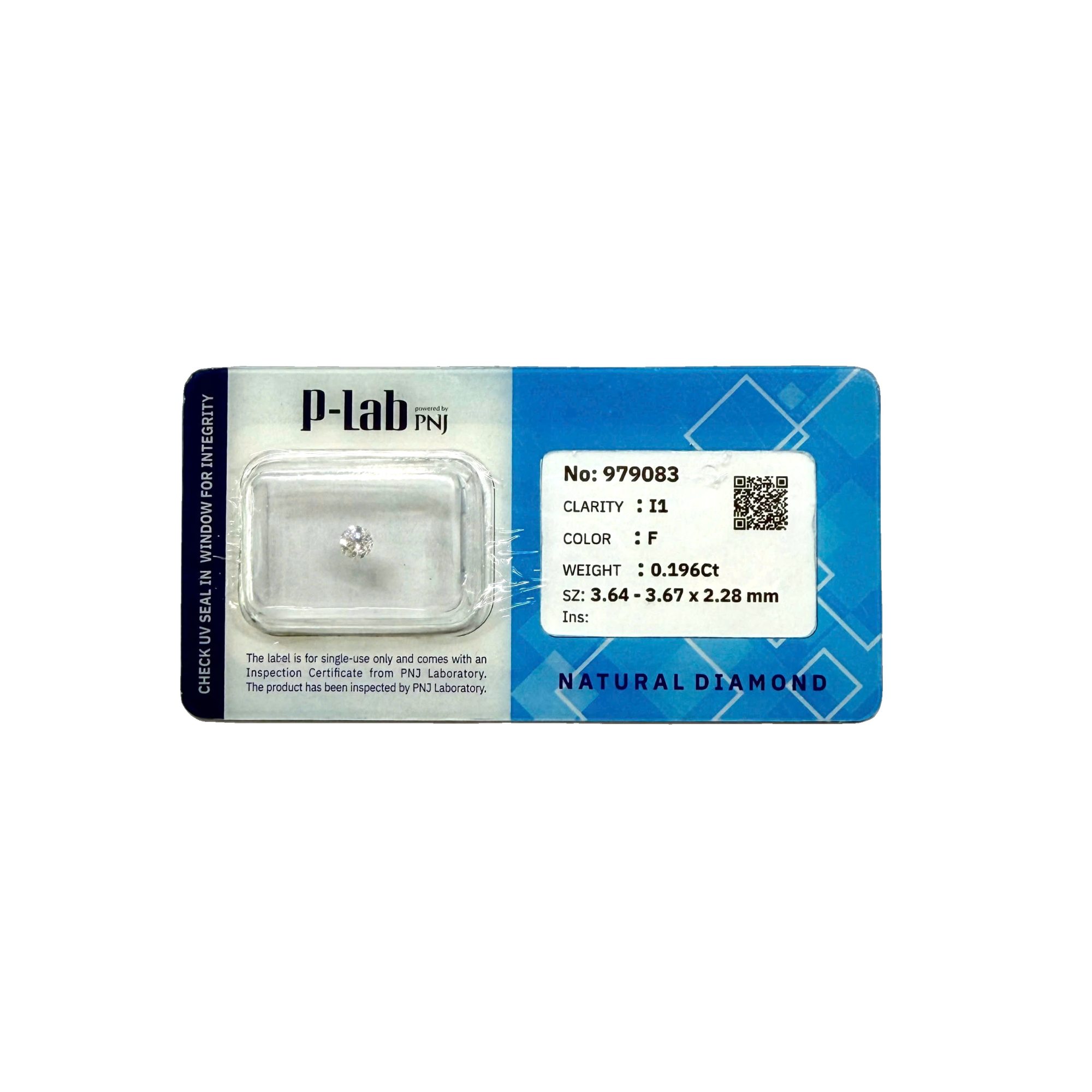 Kim cương viên 3.64 - 3.67 F I1 Không có giấy kiểm định DDD4016690 - Ảnh 2