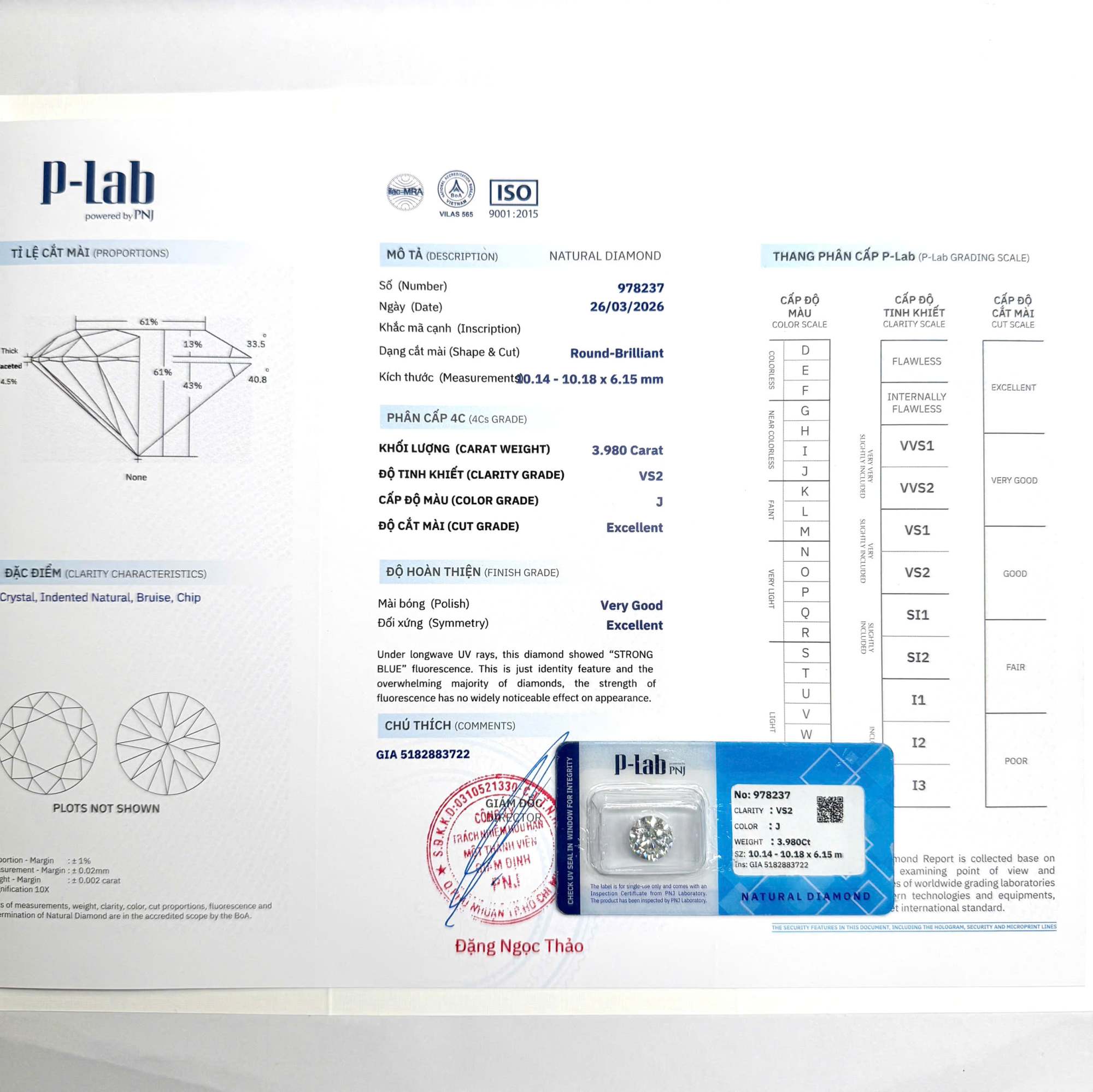 Kim cương viên 10.14 - 10.18 J VS2 P-LAB, GIA DDD4016704 - Ảnh 4