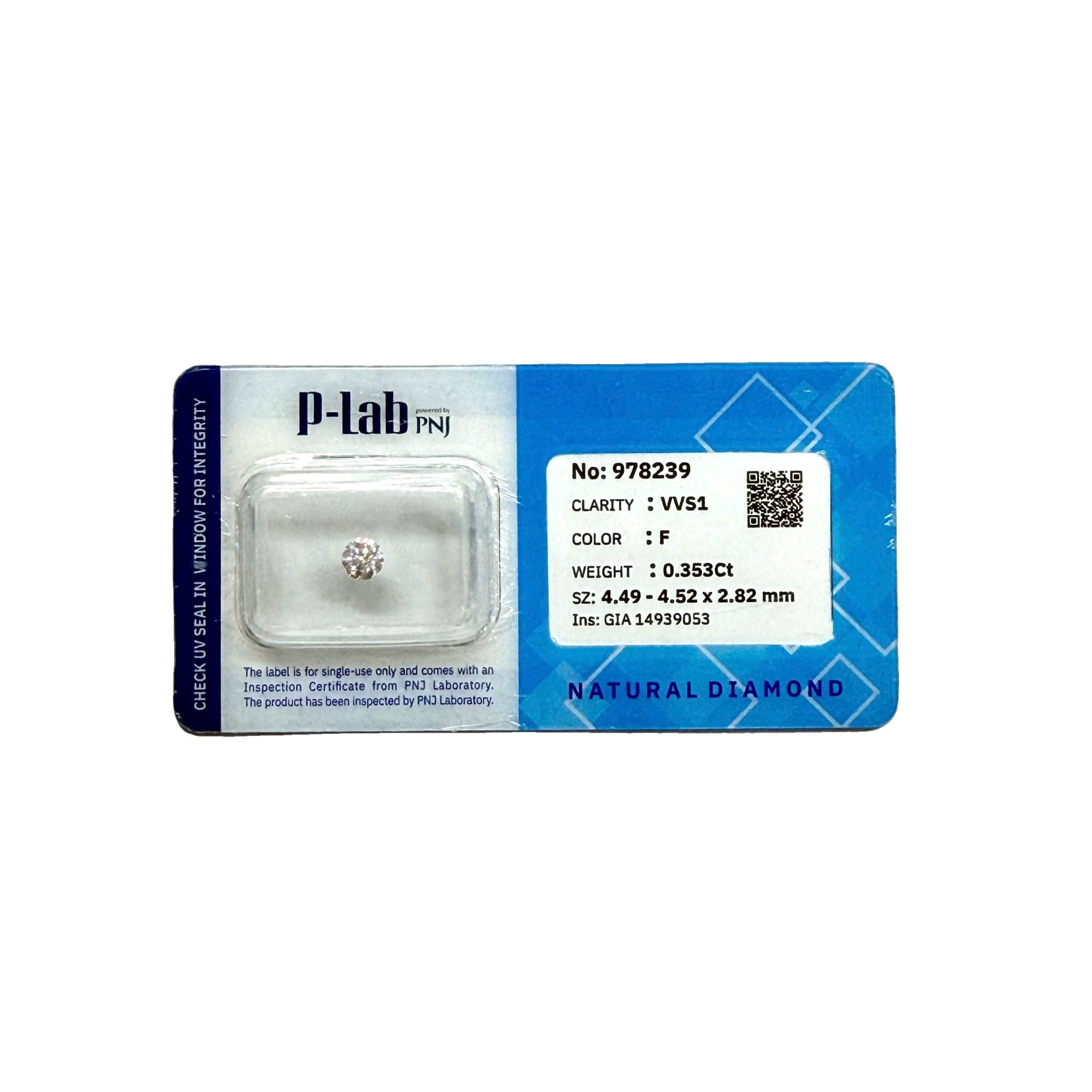 Kim cương viên 4.49 - 4.52 F VVS1 P-LAB DDD4016831 - Ảnh 2