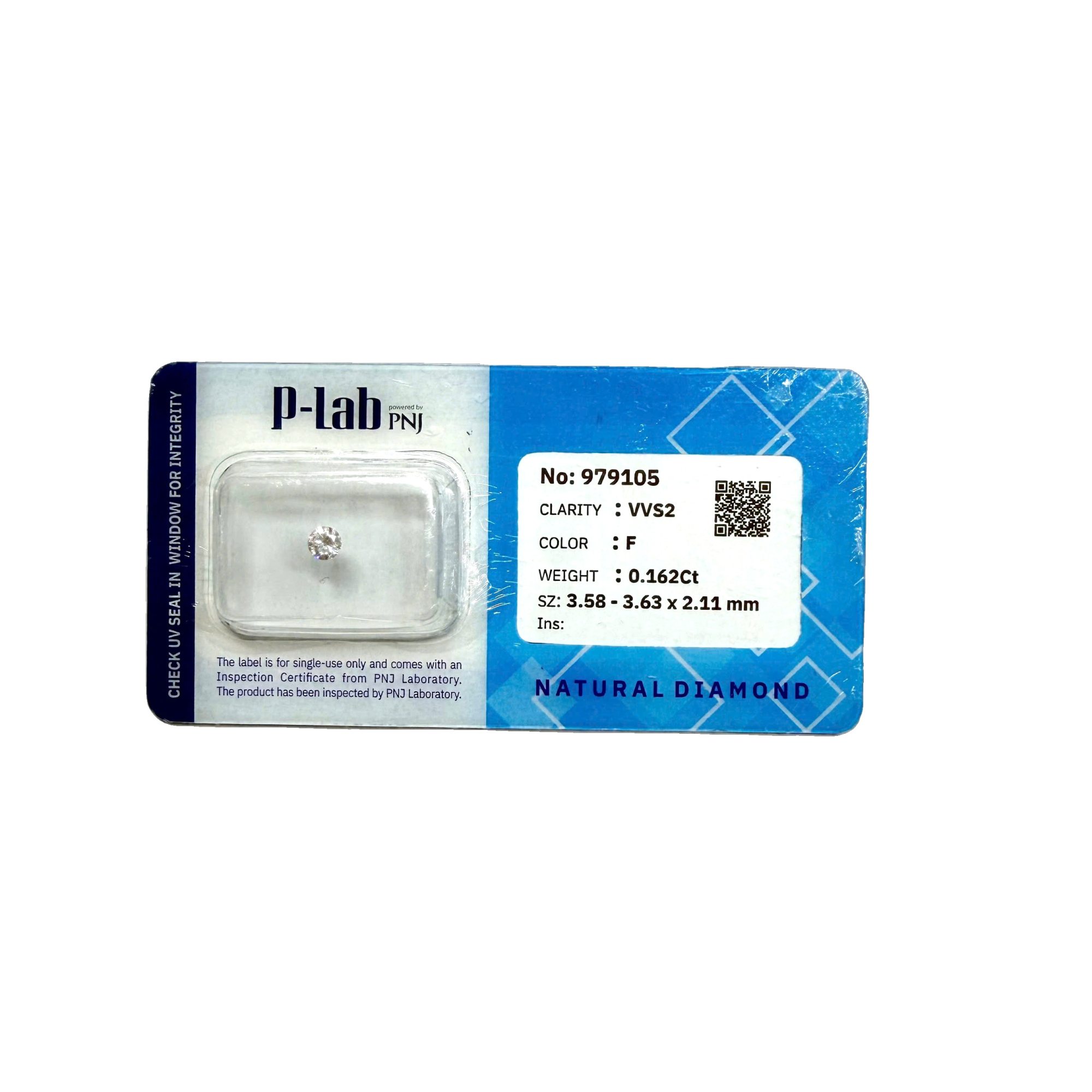 Kim cương viên 3.58 - 3.63 F VVS2 Không có giấy kiểm định DDD4016838 - Ảnh 2