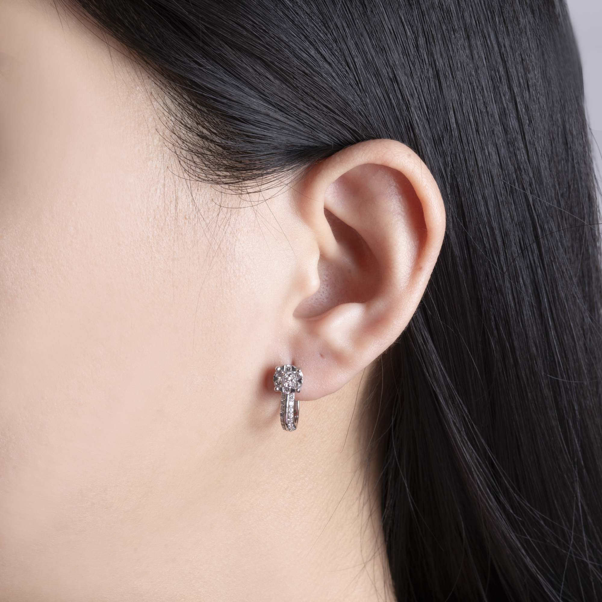 Bông tai Kim cương khoen 416 KHO.BT2T21NUT3.W416 - Ảnh 4