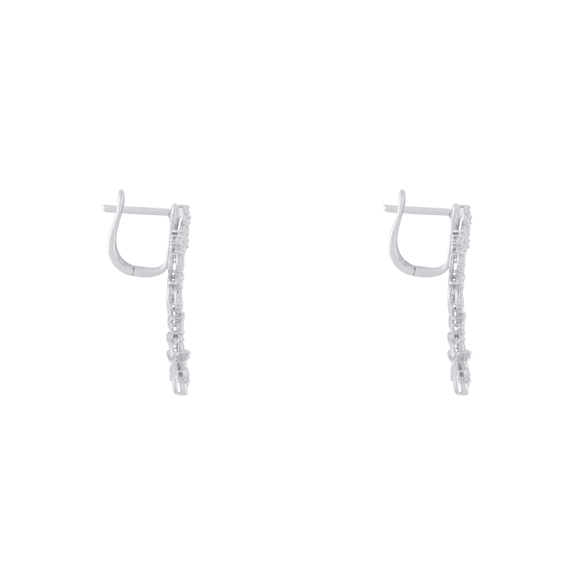 Bông tai Kim cương khoen hoa rơi 585 KHO.BT58T15NU.W585 - Ảnh 2