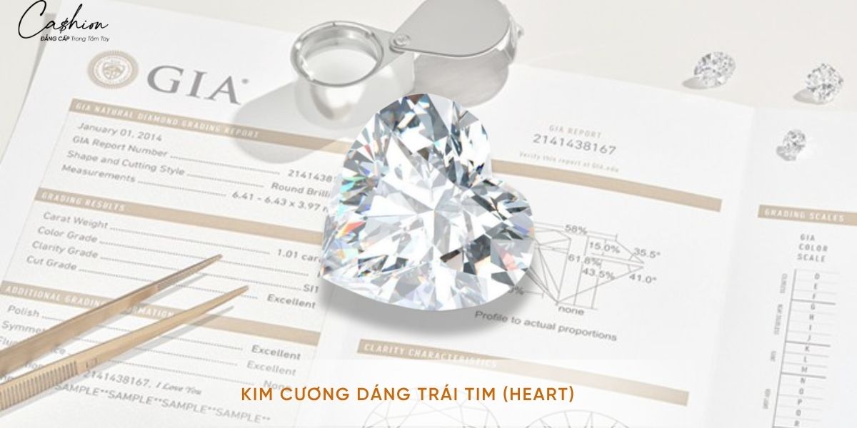 Hình ảnh: Hình ảnh thực tế kim cương viên dáng tim.