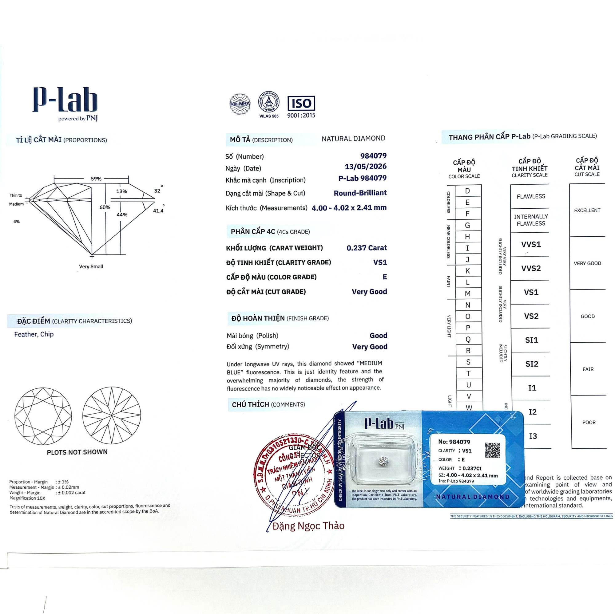 Kim cương viên 4.00 - 4.02 E VS1 P-LAB DDD4017982 - Ảnh 3