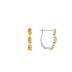 Bông tai Kim cương Citrine Oval 416 KHO.BC4T17NUTY8.W416