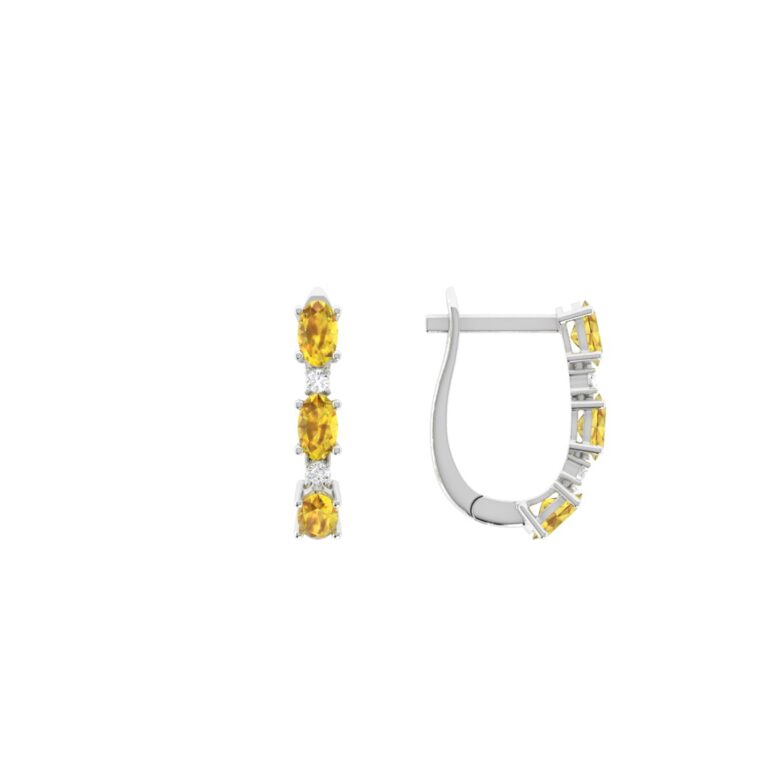Bông tai Kim cương Citrine Oval 416 KHO.BC4T17NUTY8.W416