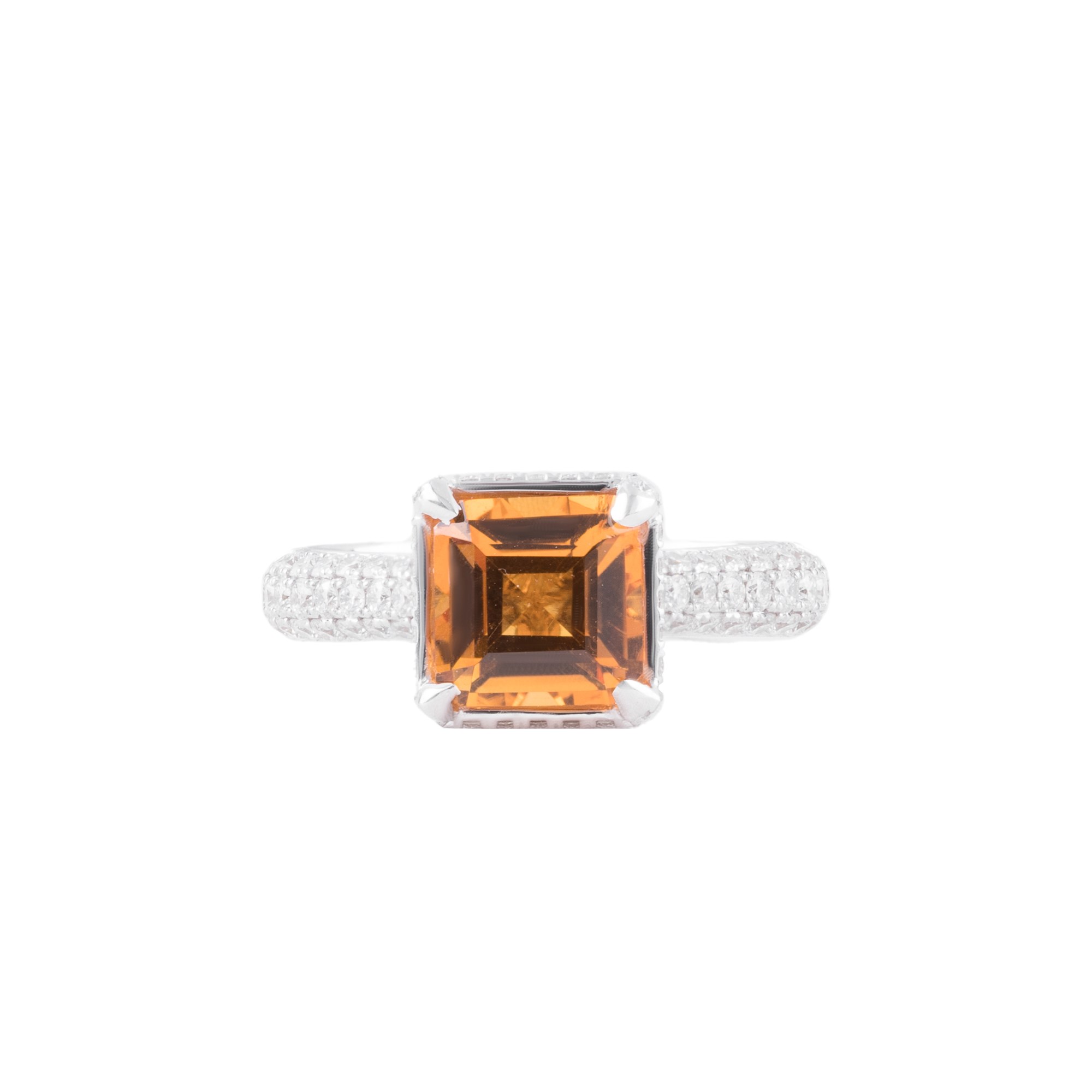 Nhẫn Đá Citrine đính kim cương 750 NGD0029104 - Ảnh 2