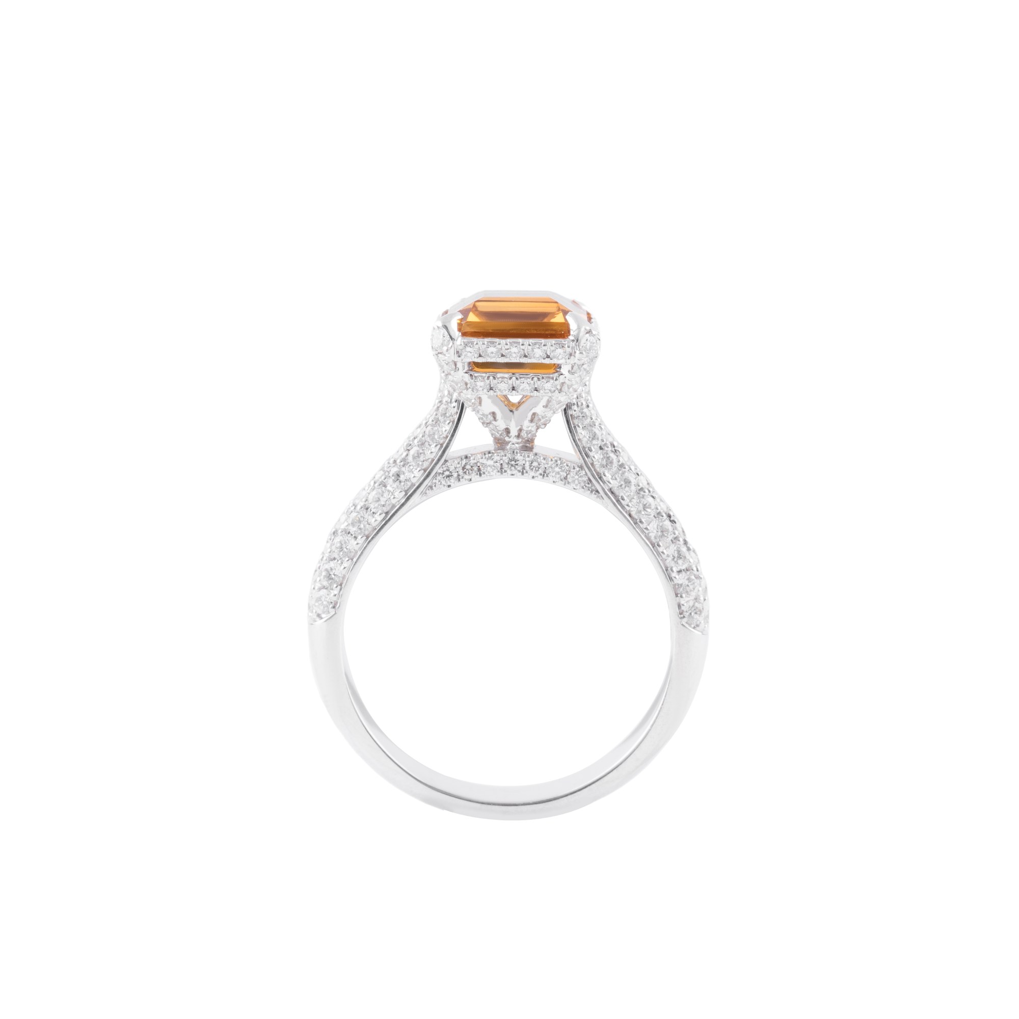Nhẫn Đá Citrine đính kim cương 750 NGD0029104 - Ảnh 3