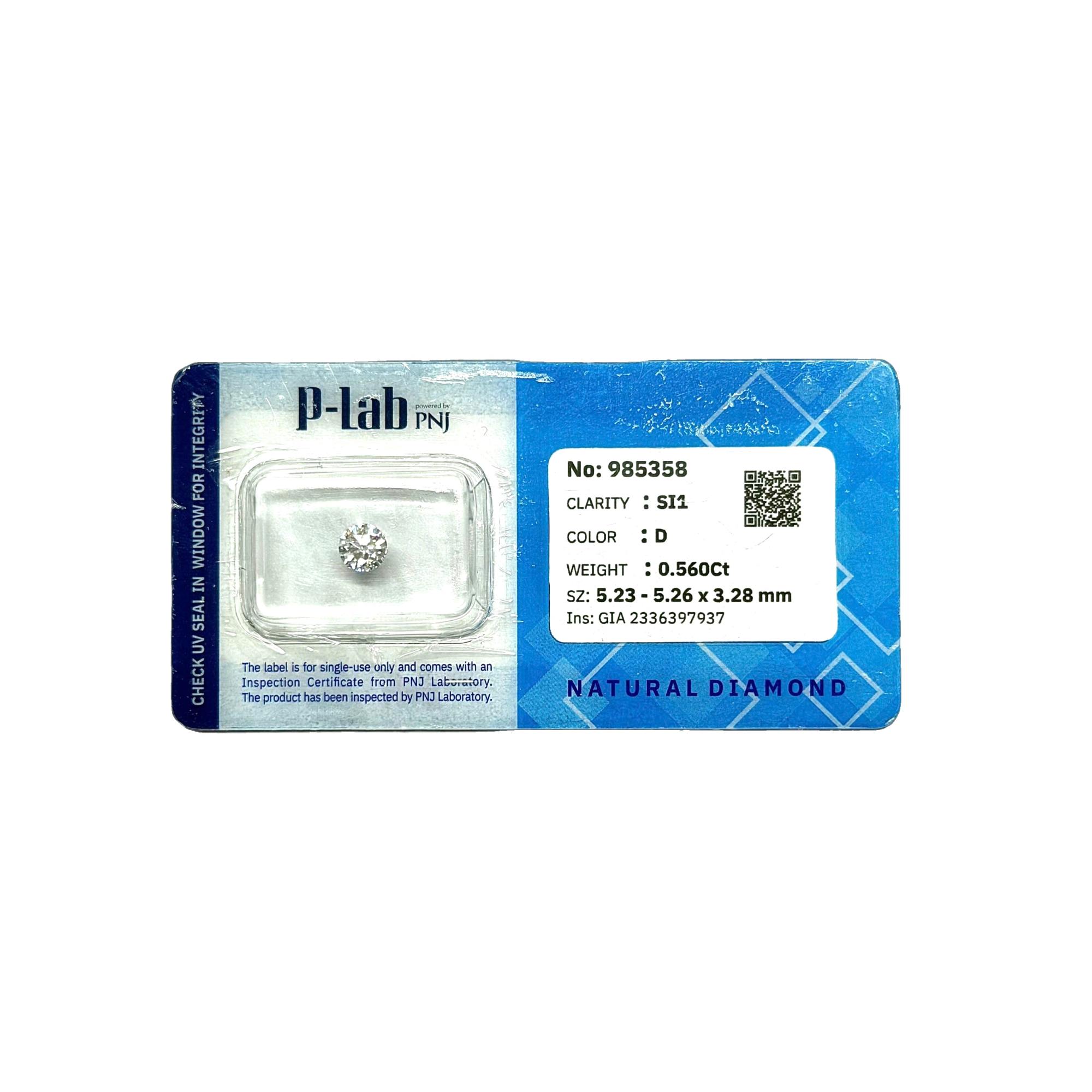 Kim cương viên 5.23 - 5.26 D SI1 P-LAB DDD4017270 - Ảnh 2