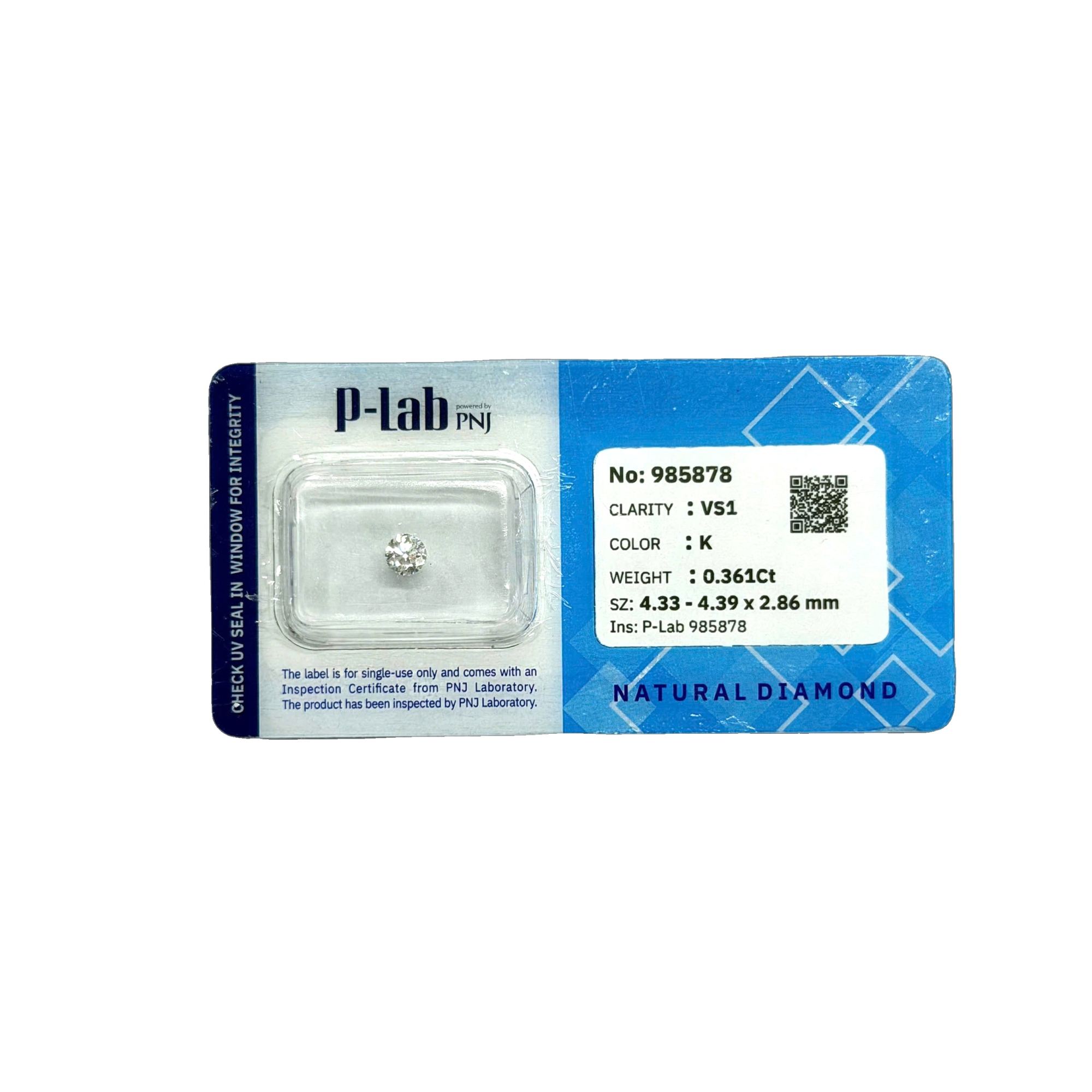 Kim cương viên 4.33 - 4.39 K VS1 P-LAB DDD4017311 - Ảnh 2