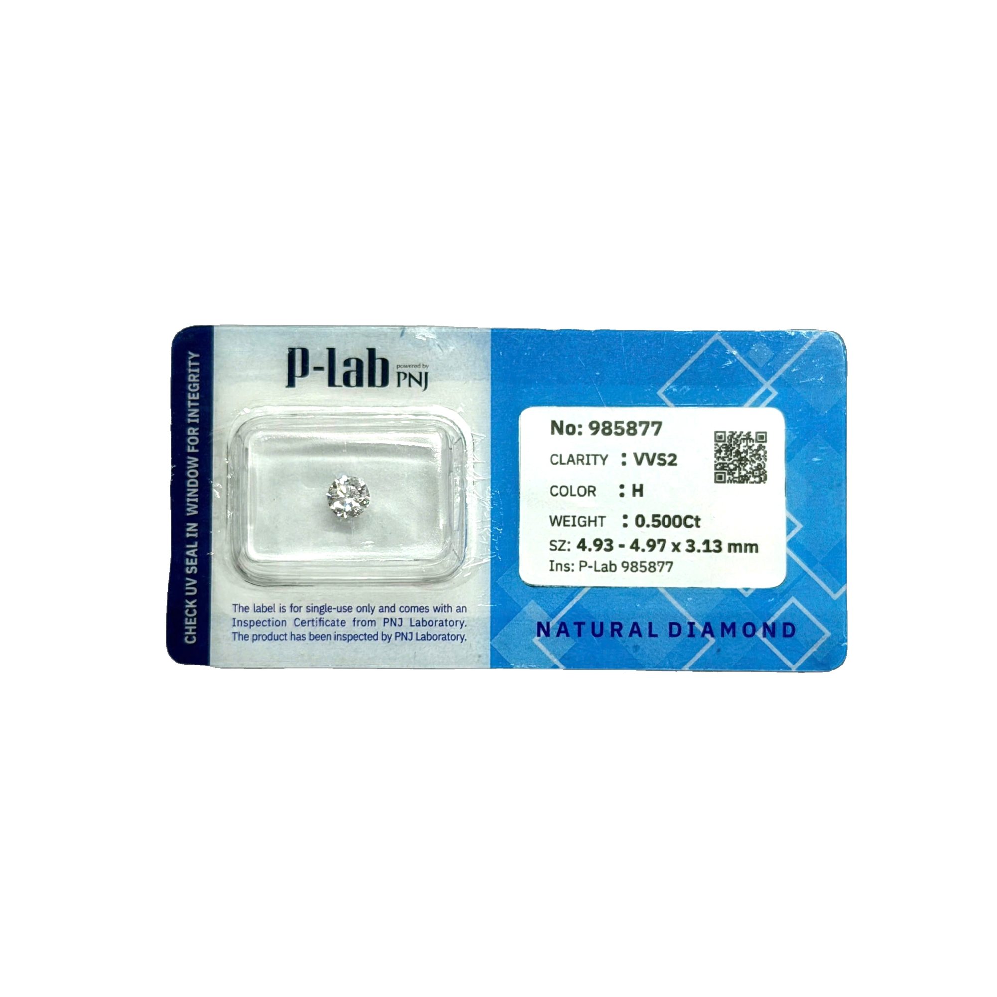 Kim cương viên 4.93 - 4.97 H VVS2 P-LAB DDD4017695 - Ảnh 2