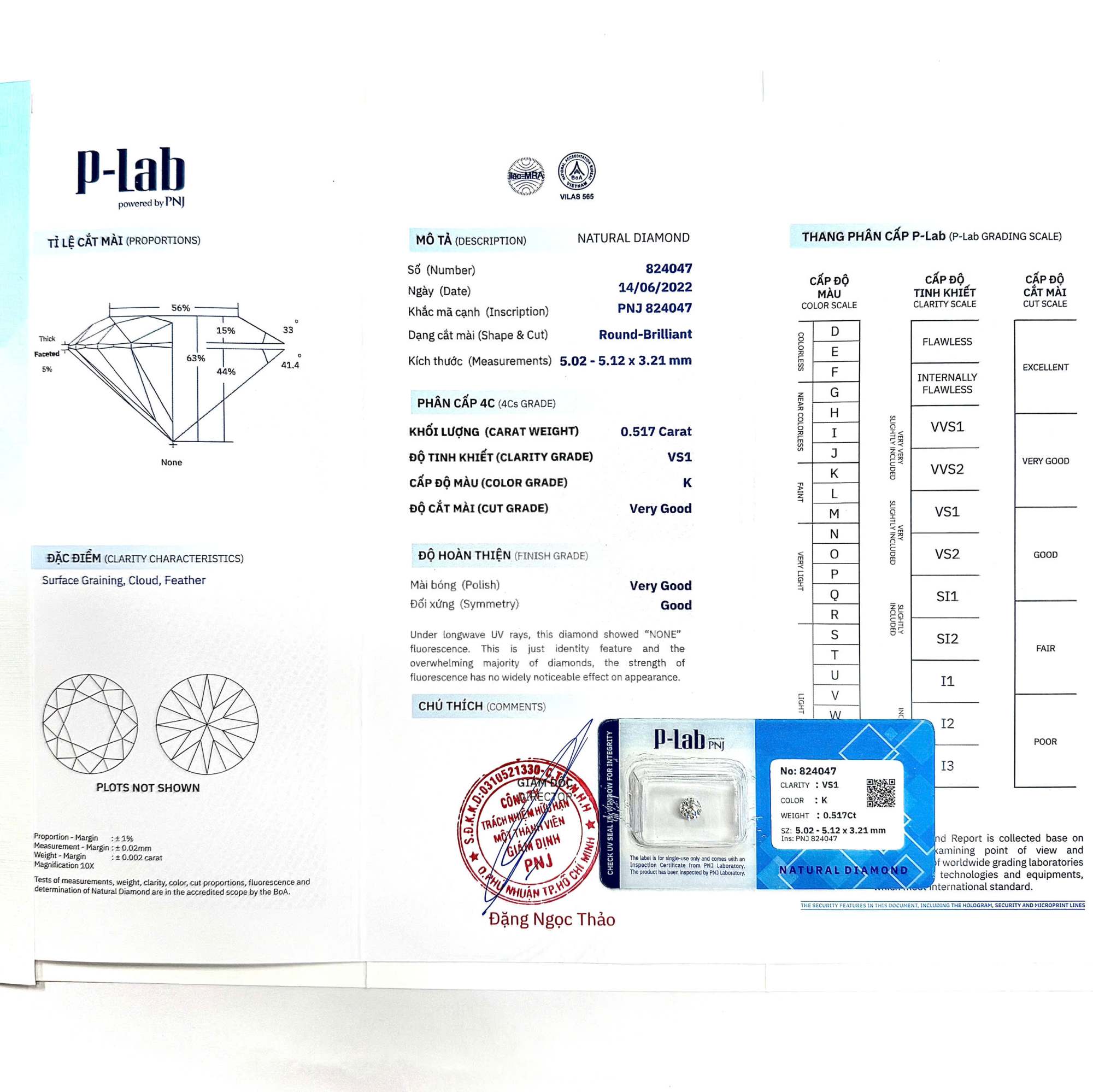 Kim cương viên 5.02 - 5.12 K VS1 P-LAB DDD4018200 - Ảnh 3