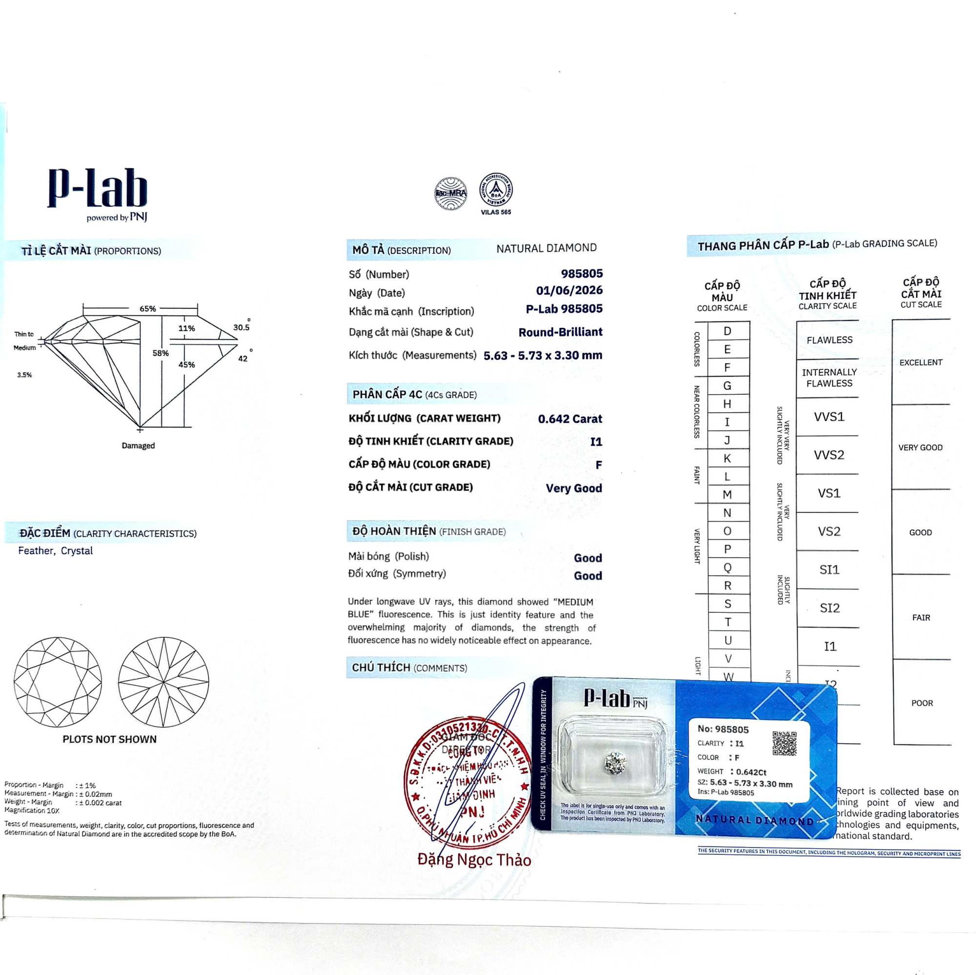 Kim cương viên 4.53 - 4.56 D IF P-LAB DDD4018223 - Ảnh 3
