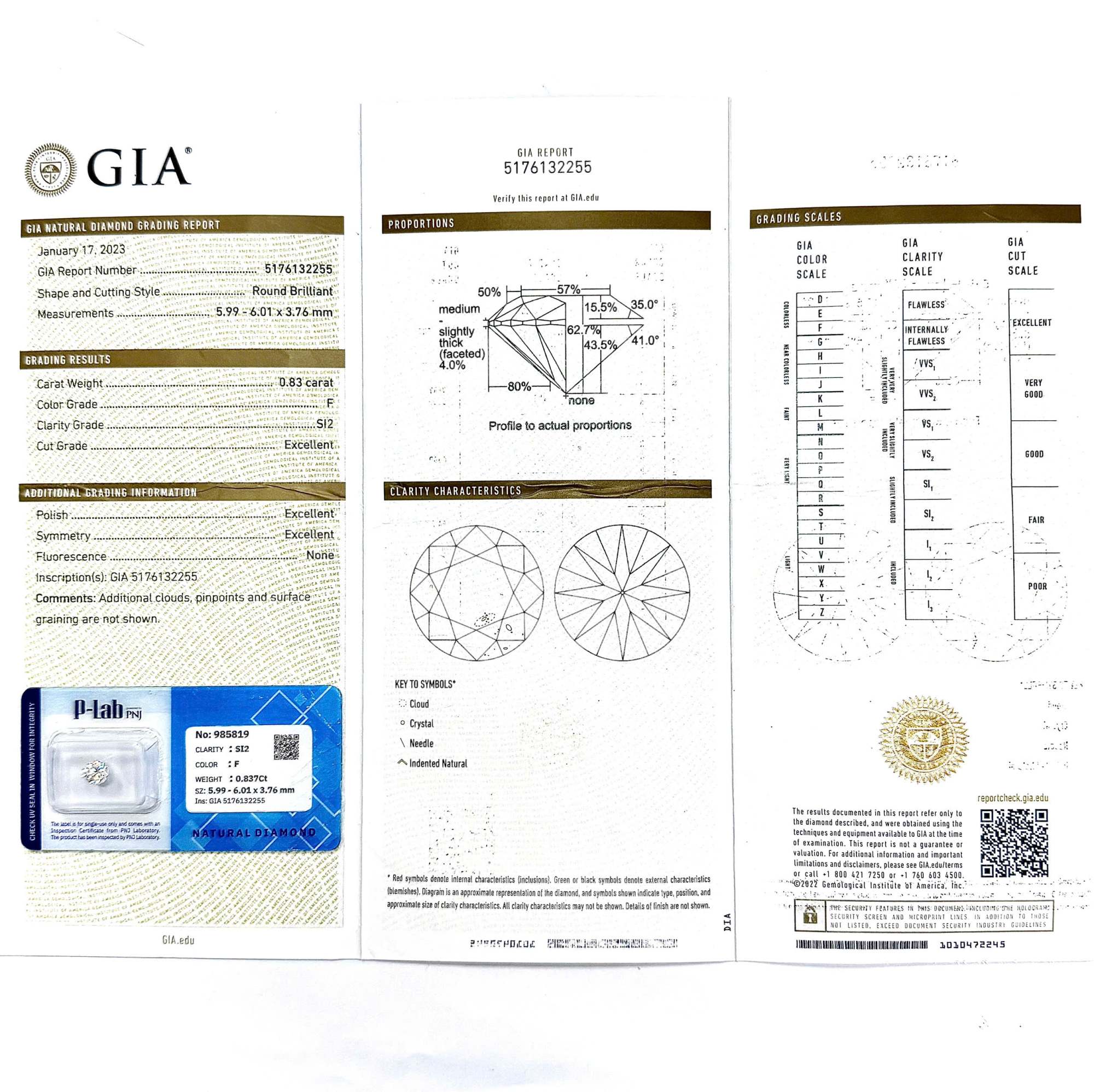 Kim cương viên 5.99 - 6.01 F SI2 P-LAB, GIA DDD4018237 - Ảnh 3